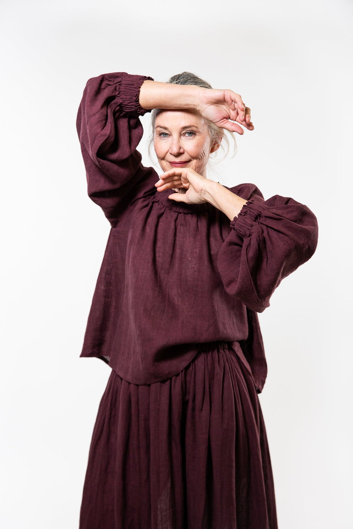 Eva’s Sunday ‘Louella’ Linen Top - Merlot