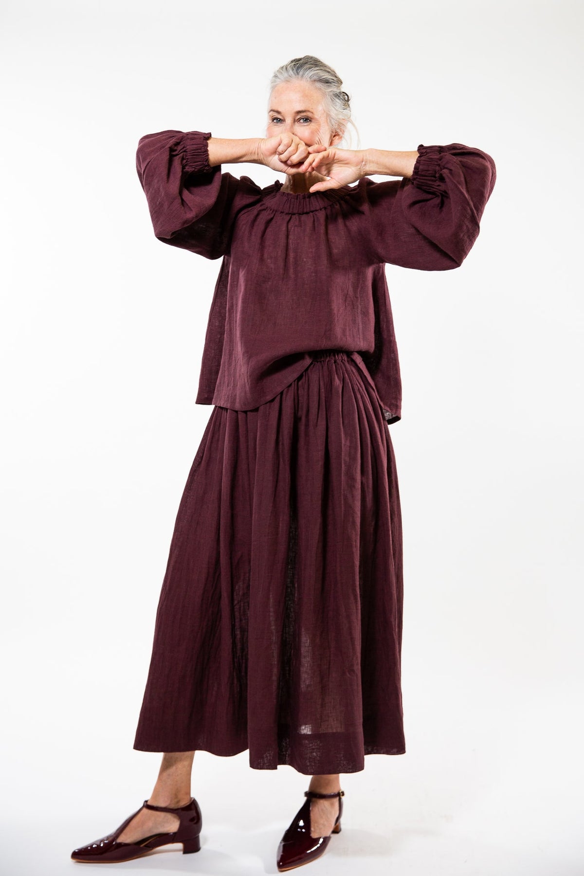 Eva’s Sunday ‘Louella’ Linen Top - Merlot