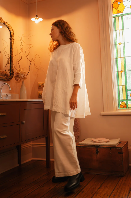 Montaigne - French Linen 3/4 Sleeve Tunic Top