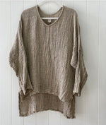 Rustic Linen ‘Audrey’ Long Sleeve Top - Natural