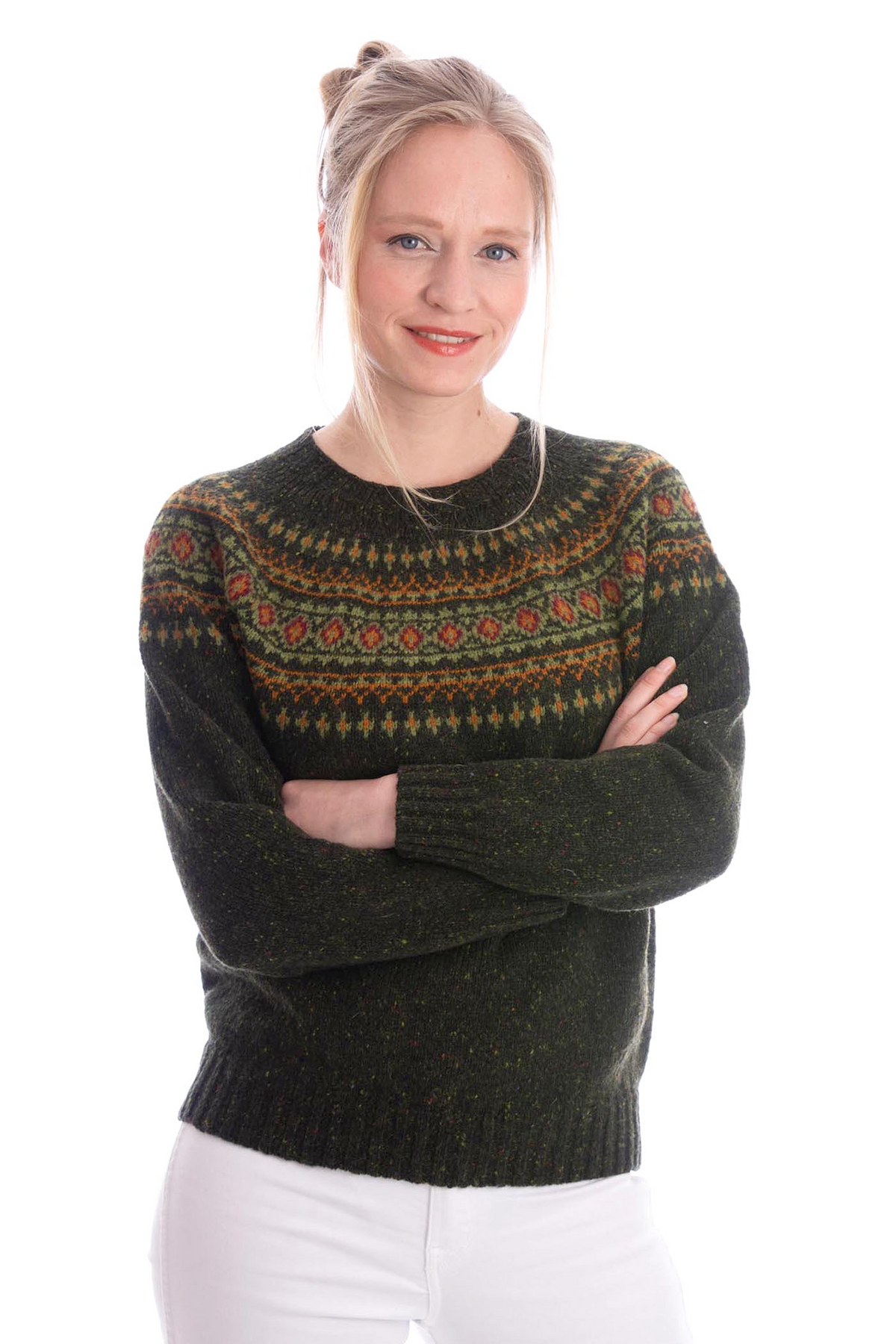 Harley of Scotland - Fairisle Nep Crew Jumper - Harris