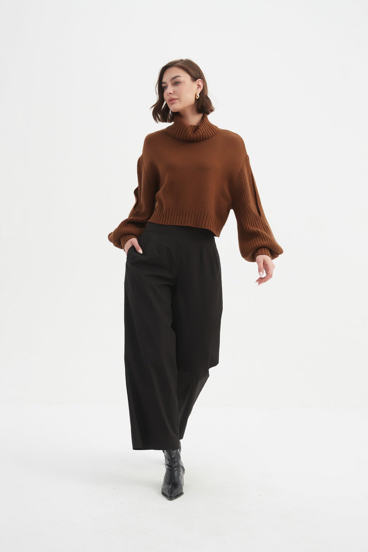 Tirelli Balloon Sleeve Knit - Chestnut - Last One - Large