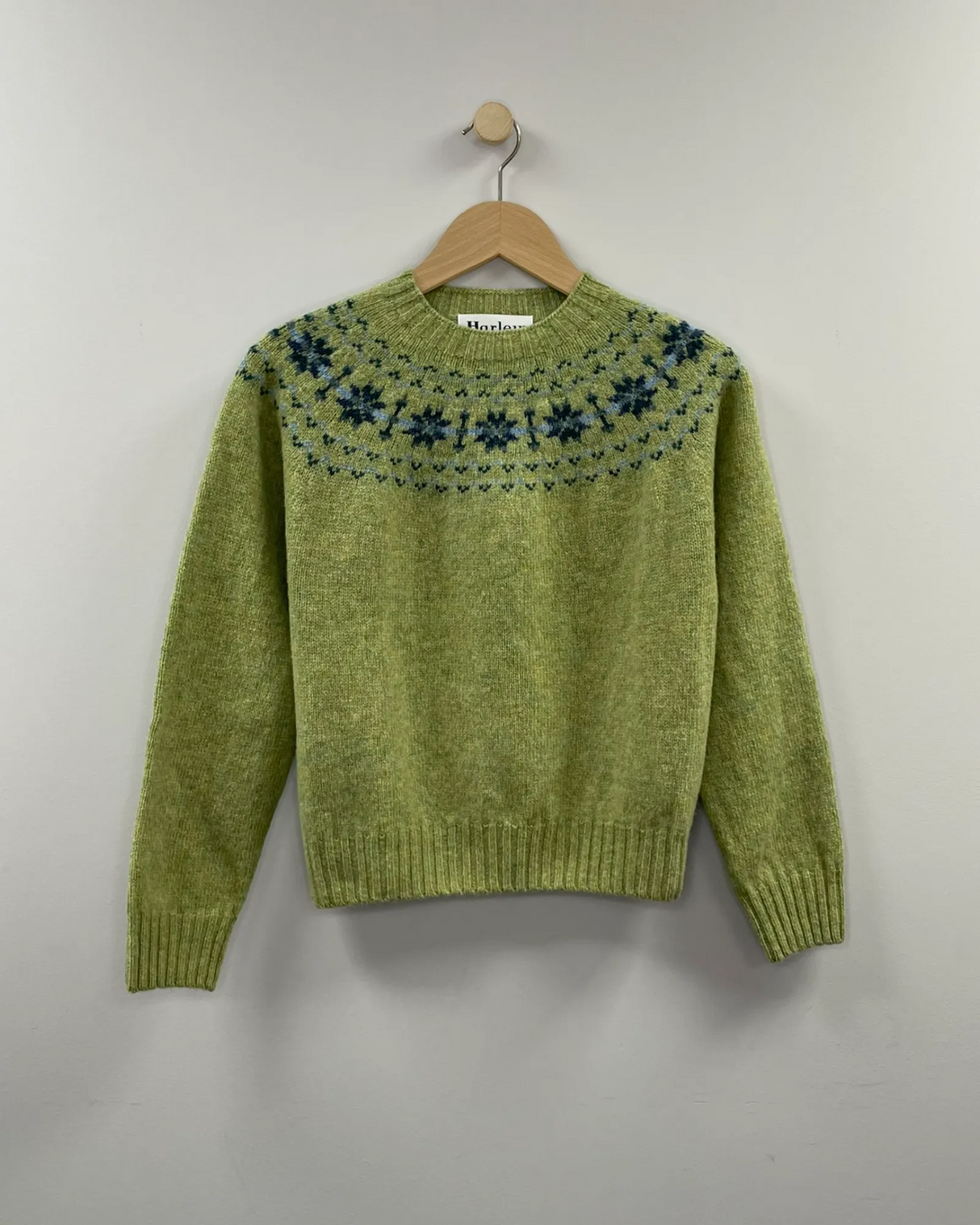 Harley of Scotland - Yoke Fairisle Jumper - Avocado
