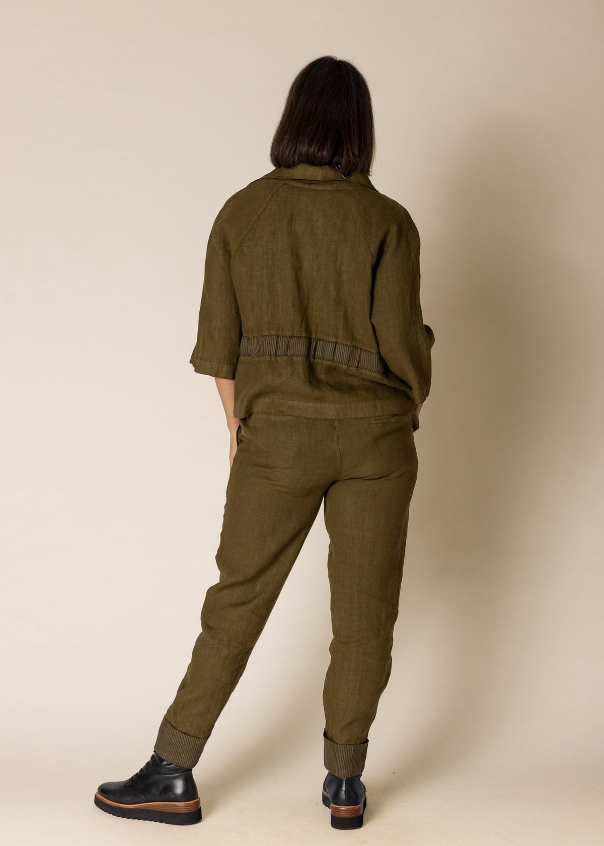Imagine Fashion - ‘Karey’ Linen Top/Jacket  - Green Olive