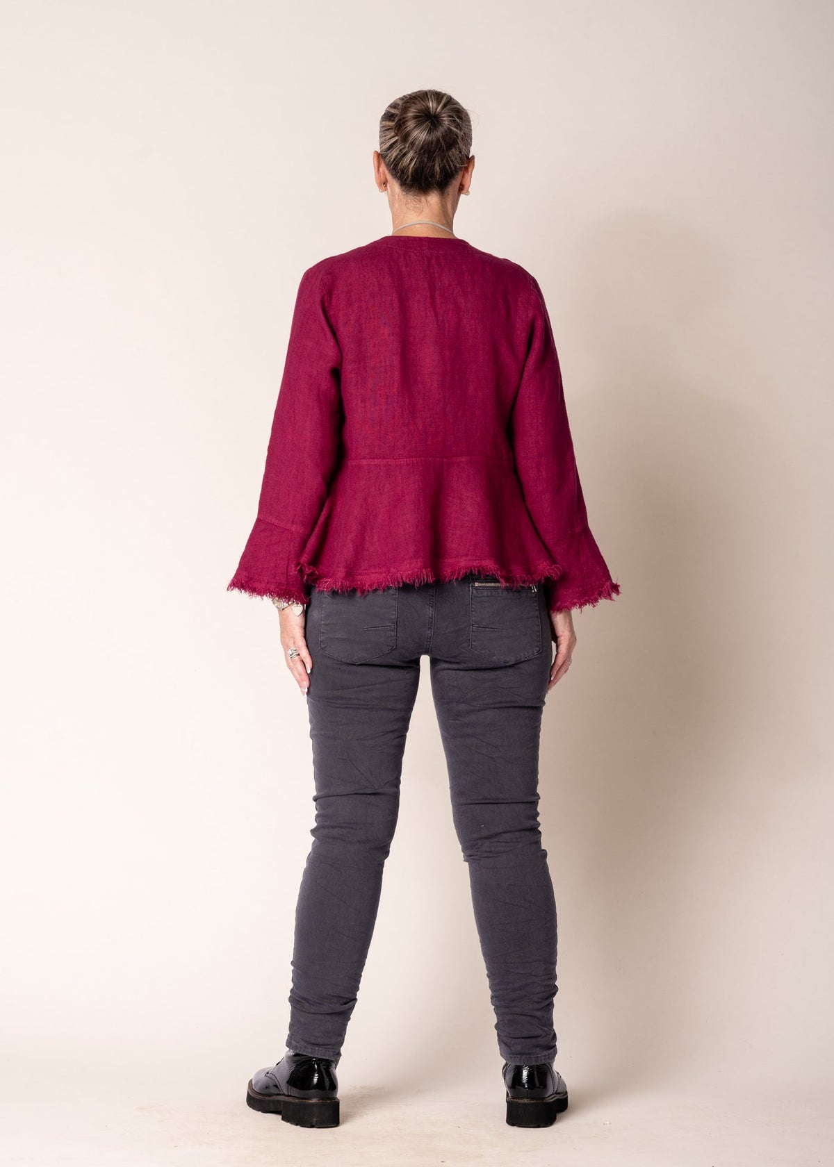 Imagine Fashion - ‘Katrina’ Linen Top/Jacket - Mulberry Wine