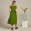 Lithuanian ‘Maria’ Linen Smock Dress - Forest Green