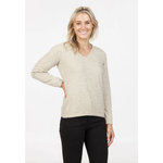 Paihamu Merino Possum Vee Plain Sweater - Natural