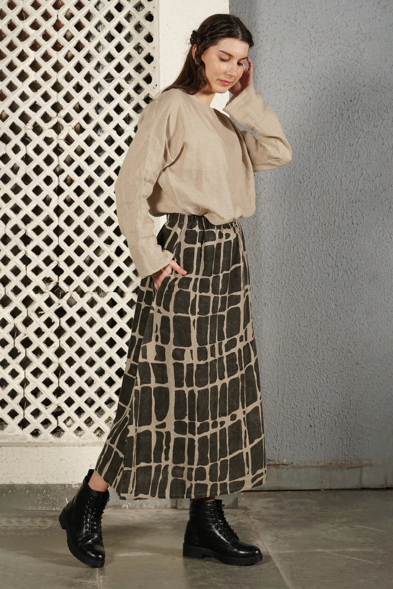 Imagine Fashion ‘Winston’ Cotton Skirt - Khaki