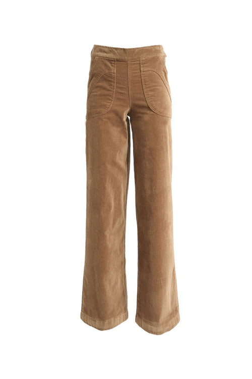 Olga De Polga ‘Peggy Paris’ Long Pants Soft Velvet - Cafe