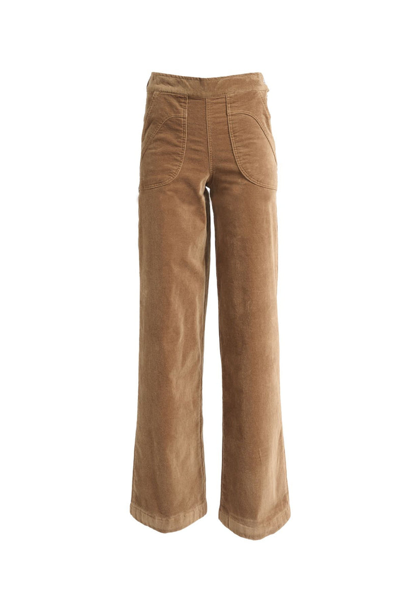 Olga De Polga ‘Peggy Paris’ Long Pants Soft Velvet - Cafe