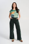 Olga De Polga ‘Peggy Paris’ Long Pants Soft Velvet - Forest Green