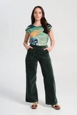 Olga De Polga ‘Peggy Paris’ Long Pants Soft Velvet - Forest Green