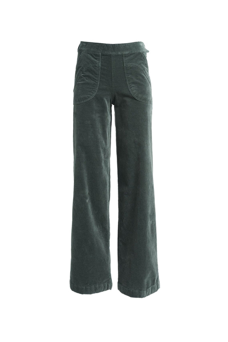 Olga De Polga ‘Peggy Paris’ Long Pants Soft Velvet - Forest Green