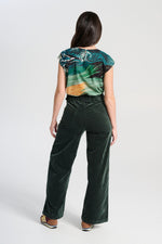 Olga De Polga ‘Peggy Paris’ Long Pants Soft Velvet - Forest Green