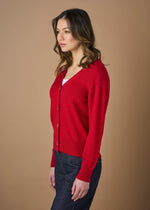 UIMI ‘Agnes’ Jersey V Neck Australian Merino Cardigan - Poppy