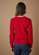 UIMI ‘Agnes’ Jersey V Neck Australian Merino Cardigan - Poppy