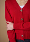 UIMI ‘Agnes’ Jersey V Neck Australian Merino Cardigan - Poppy
