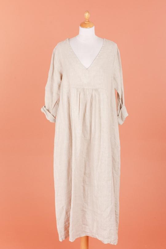 Italian ‘Tasha’ Thick Linen V Neck Dress - Various Colours