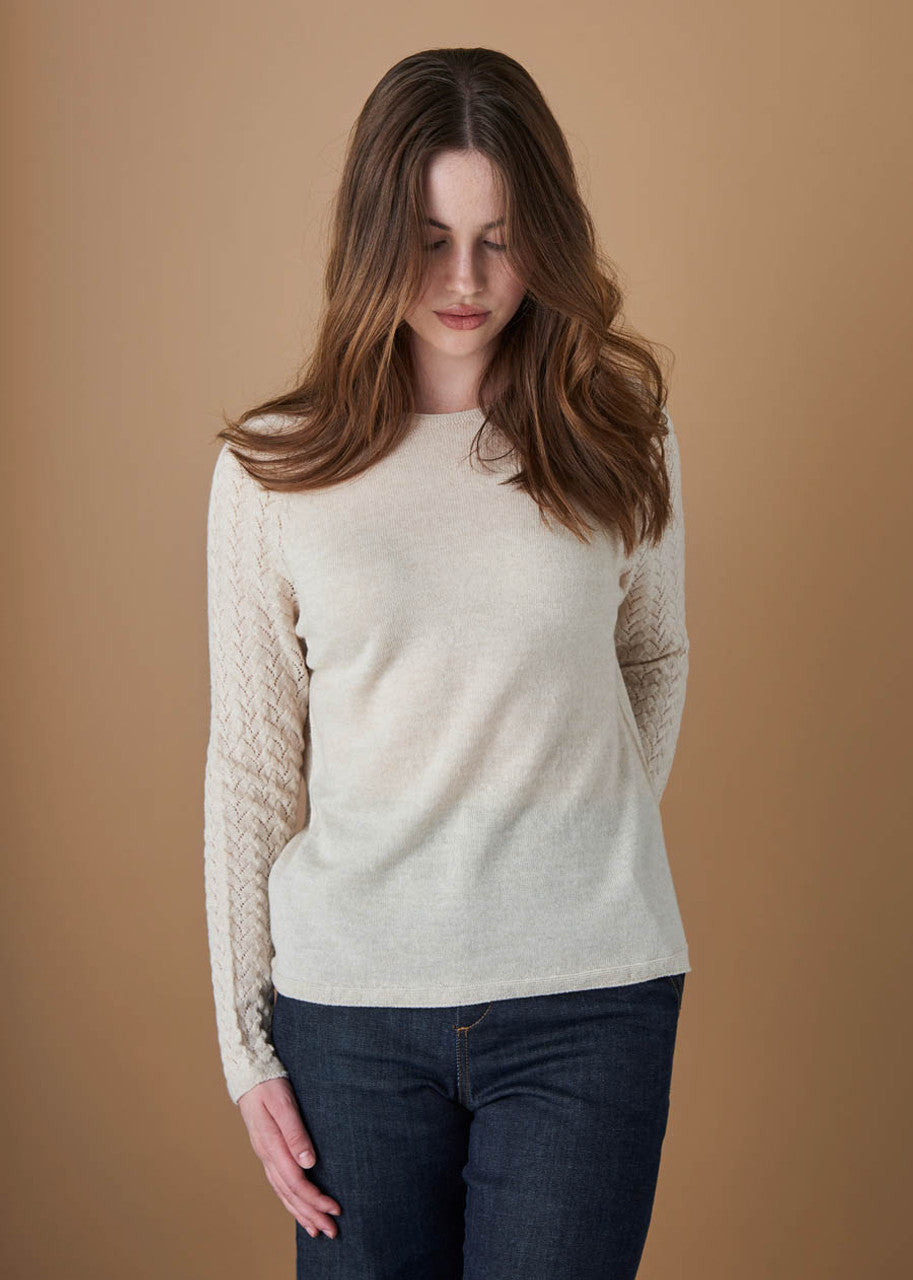 UIMI ‘Blair’ Lace Raglan Sleeve Australian Merino Top - Antique