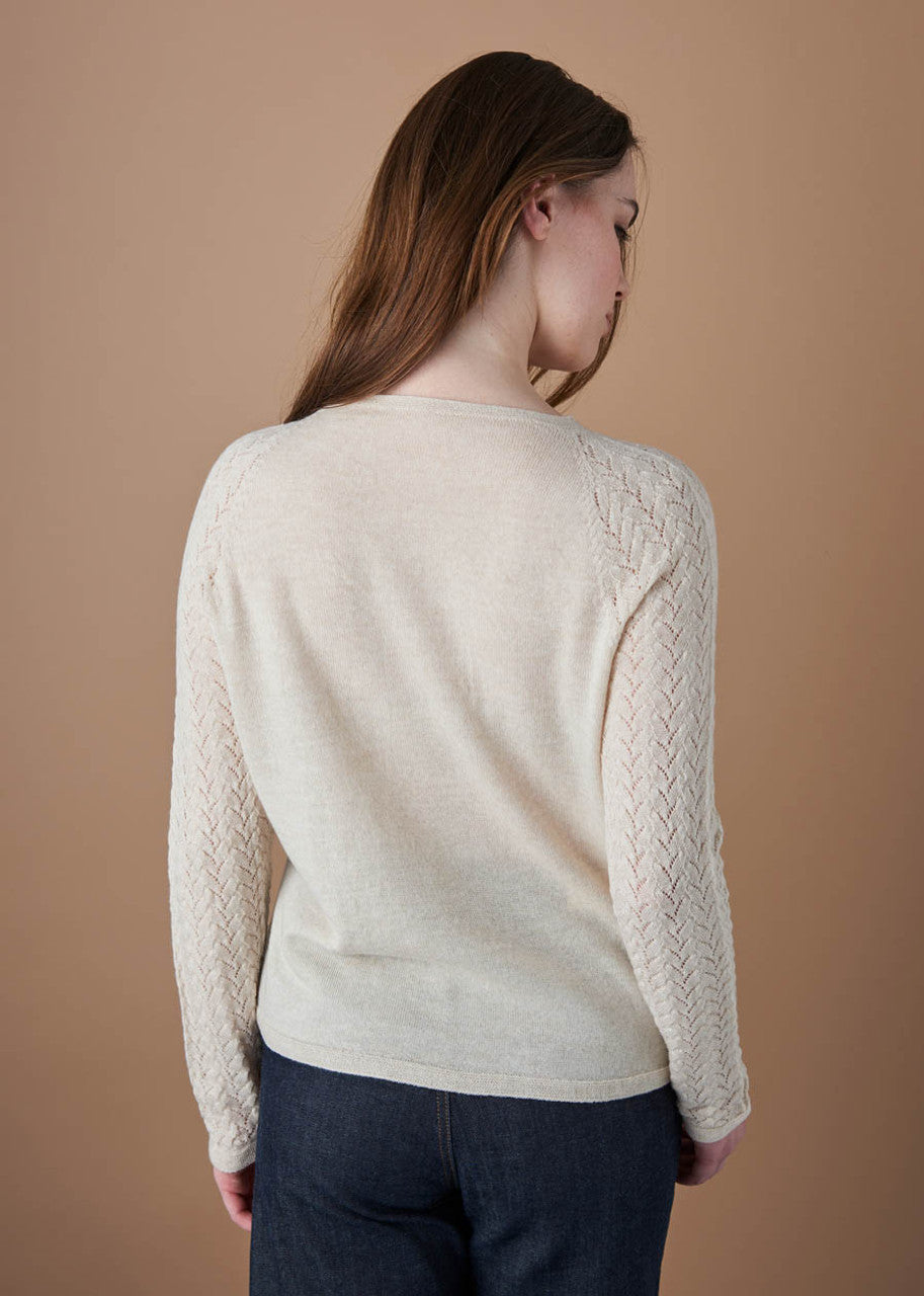 UIMI ‘Blair’ Lace Raglan Sleeve Australian Merino Top - Antique
