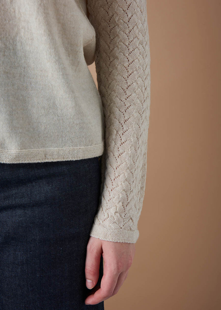 UIMI ‘Blair’ Lace Raglan Sleeve Australian Merino Top - Antique