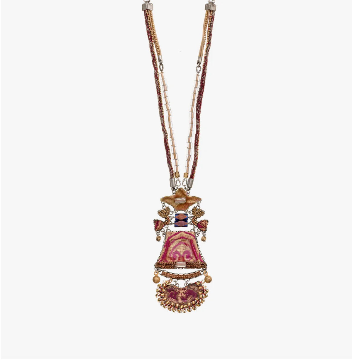 AYALA BAR - Long Pendant Necklace - Plum Wine Palm