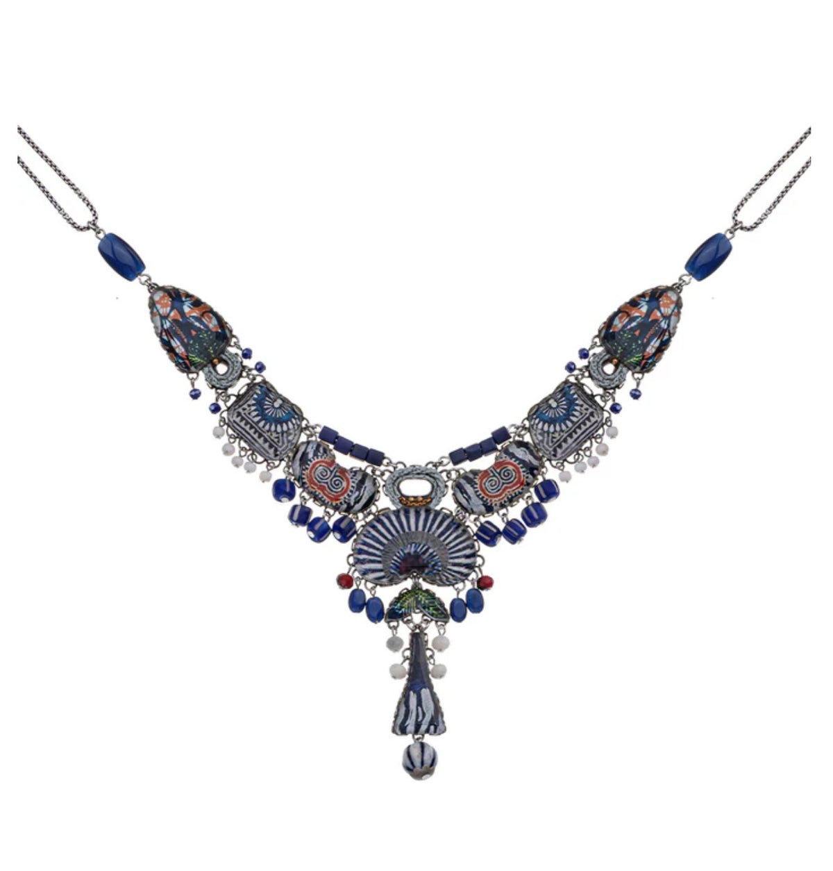 AYALABAR - Pendant Necklace - Bar Blue Domes