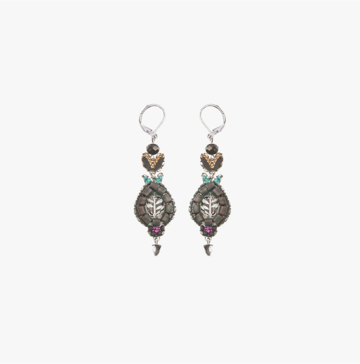 AYALA BAR - Beaded Drop Earrings - Obsidian Black Ink