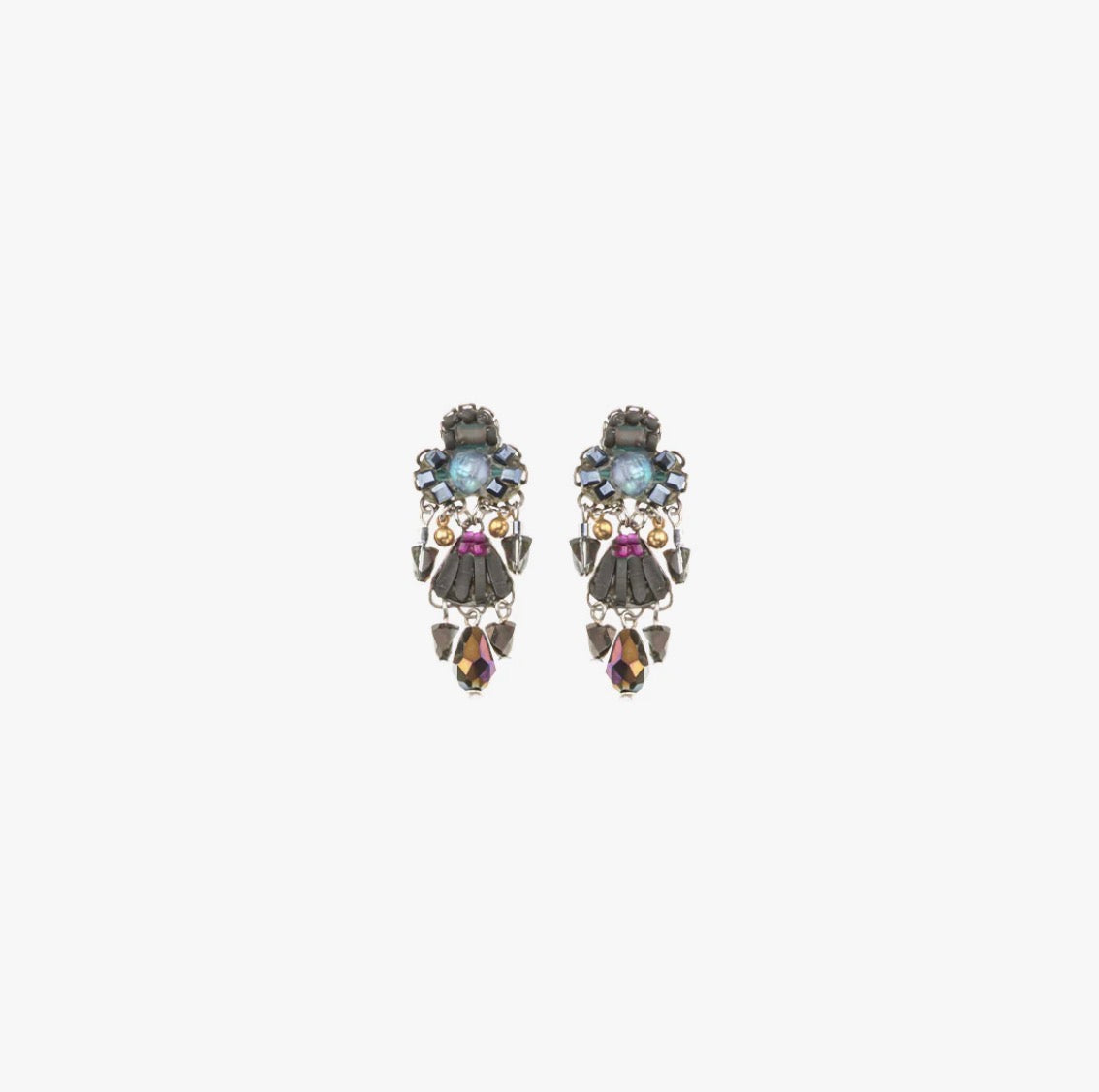 AYALA BAR - Beaded Drop Earrings - Obsidian Black Ebony