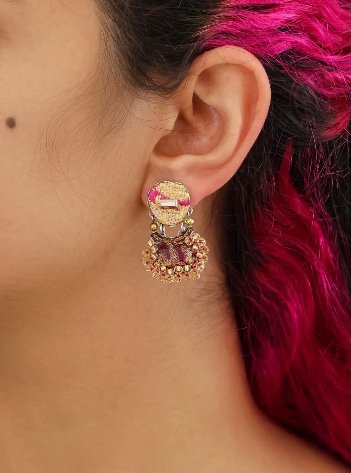 AYALABAR - Beaded Earrings - Plum Wine Petaline