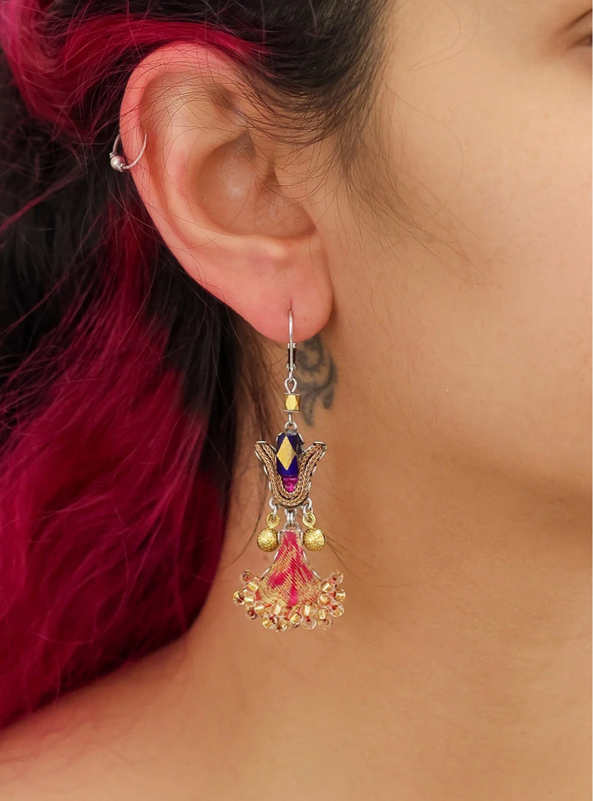 AYALA BAR - Beaded Earrings - Plum Wine Lirio