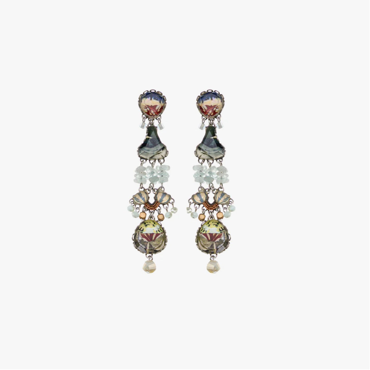 AYALABAR - Long Glass Earrings - Neptune's Garden Dulse