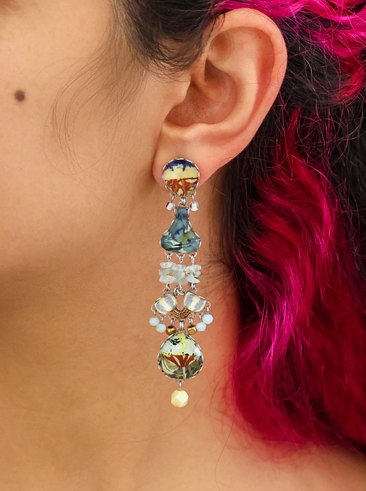 AYALA BAR - Long Glass Earrings - Neptune's Garden Dulse