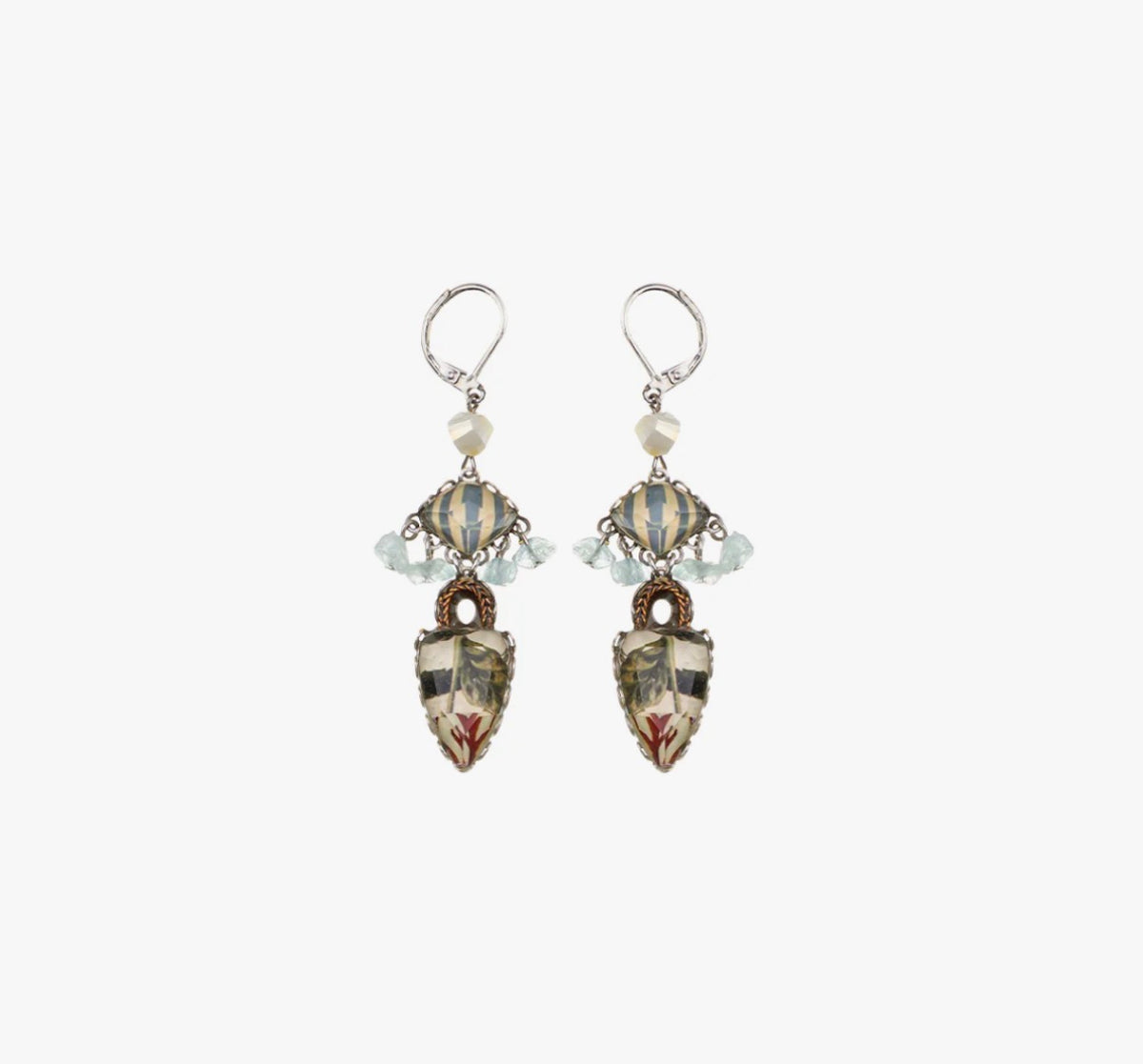 AYALABAR - Long Glass Earrings - Neptune's Garden Agar