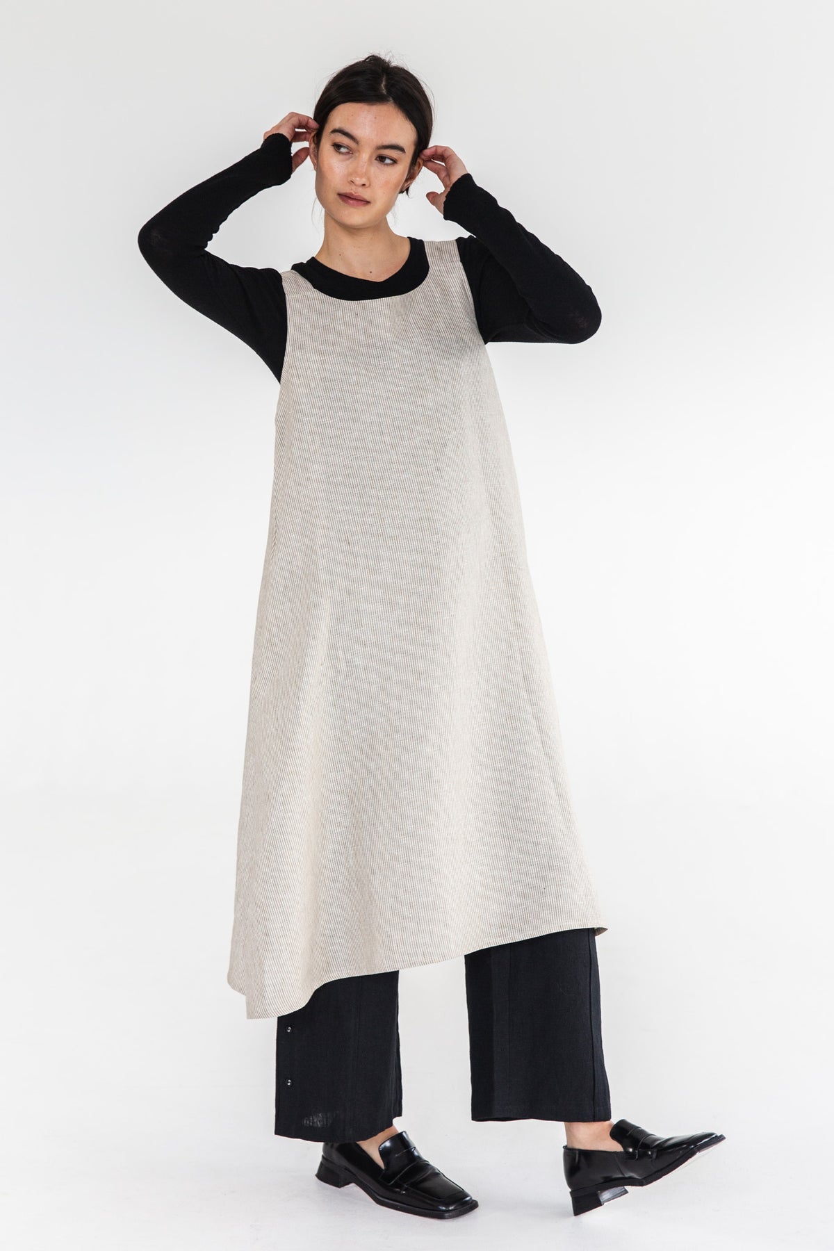 Eva’s Sunday - Eliza - European Linen Dress - Acorn Stripe