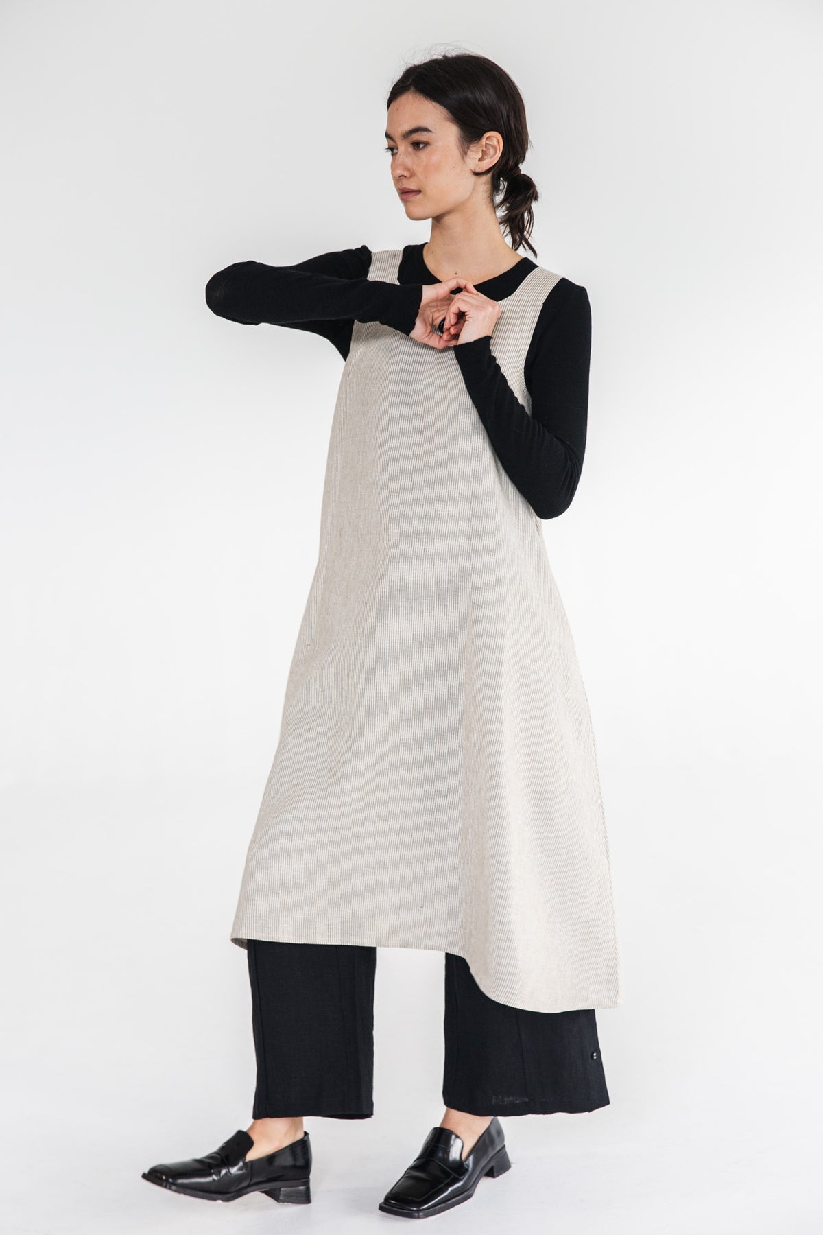 Eva’s Sunday - Eliza - European Linen Dress - Acorn Stripe