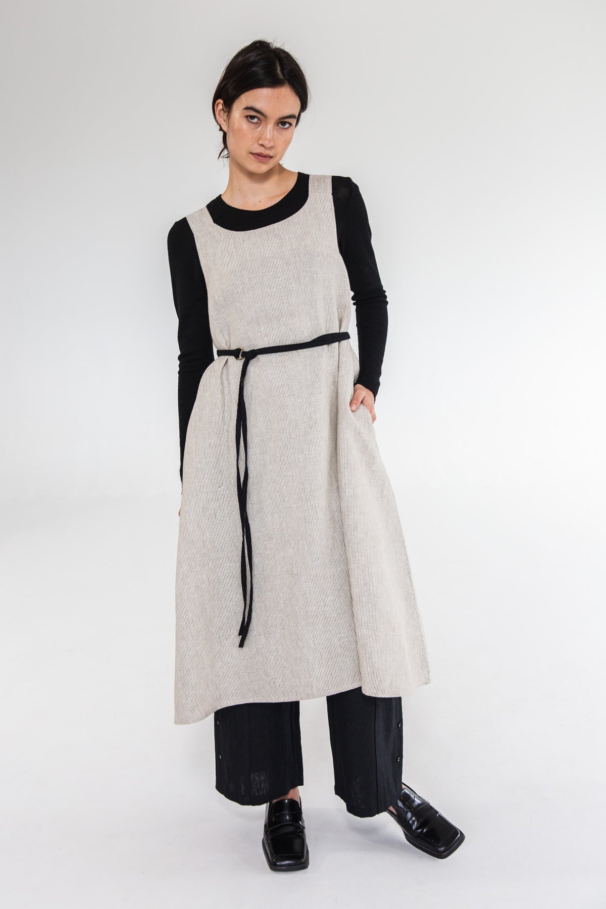 Eva’s Sunday - Eliza - European Linen Dress - Acorn Stripe