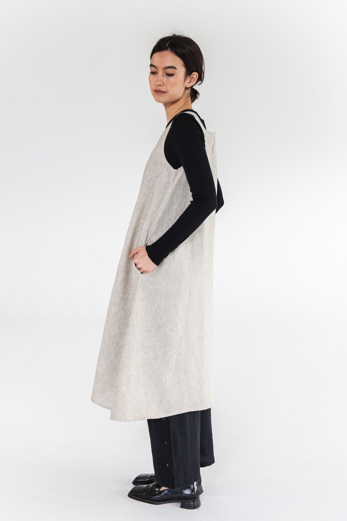 Eva’s Sunday - Eliza - European Linen Dress - Acorn Stripe