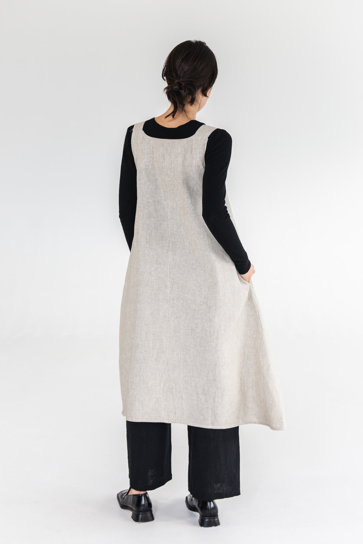 Eva’s Sunday - Eliza - European Linen Dress - Acorn Stripe