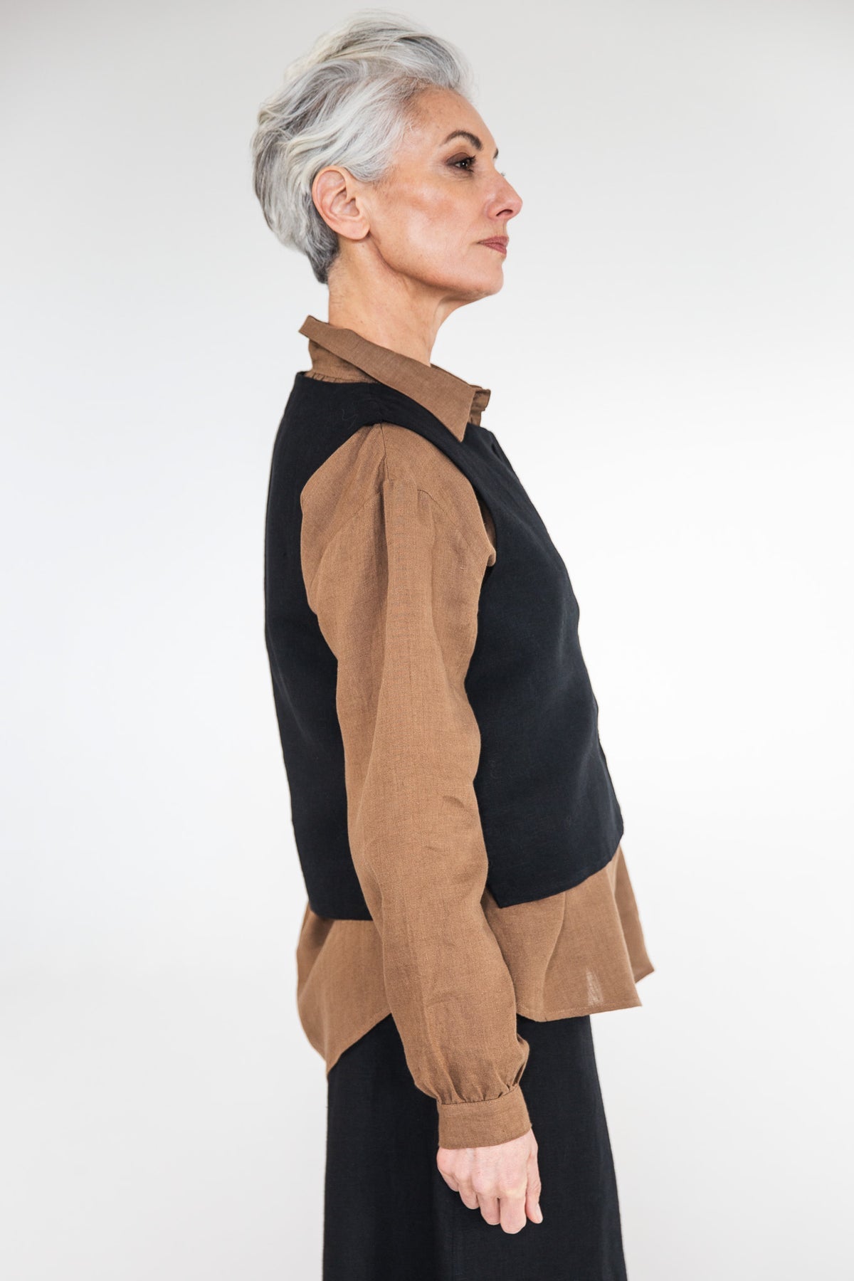 Eva’s Sunday - Shelby - European Linen Vest Jacket - Black