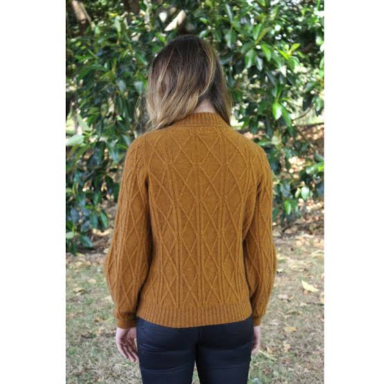 Lothlorian - Possum Merino Cable Bell Sleeve Jumper - Gold