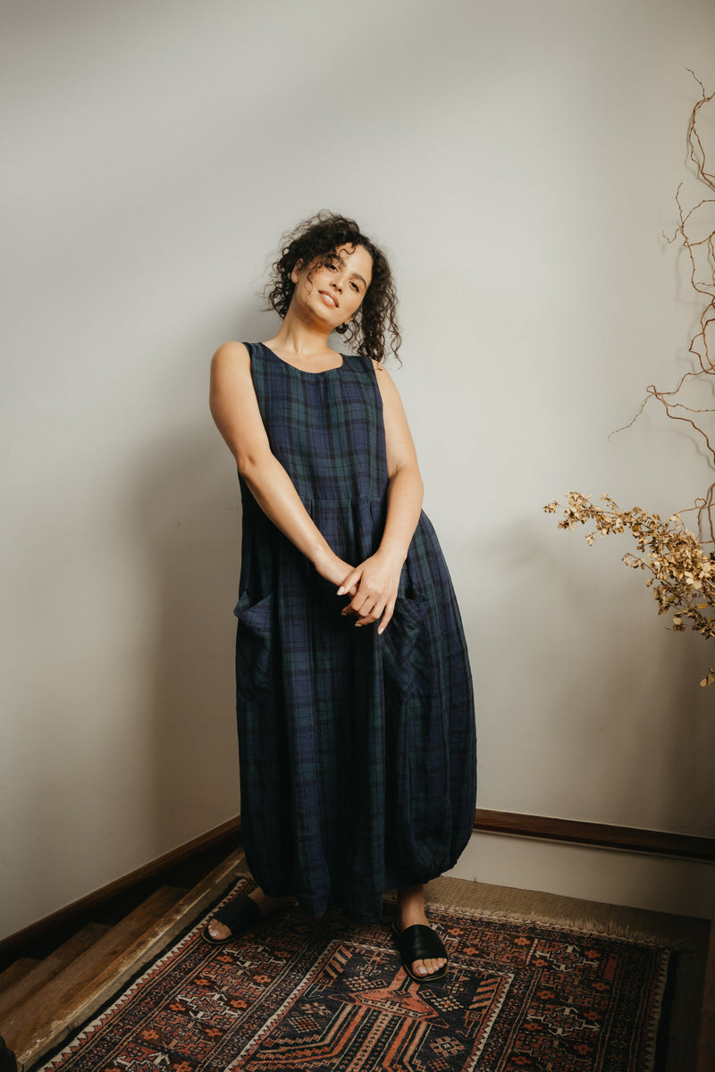 Montaigne ‘Sartene’ Winter Weight Tartan French Linen Dress