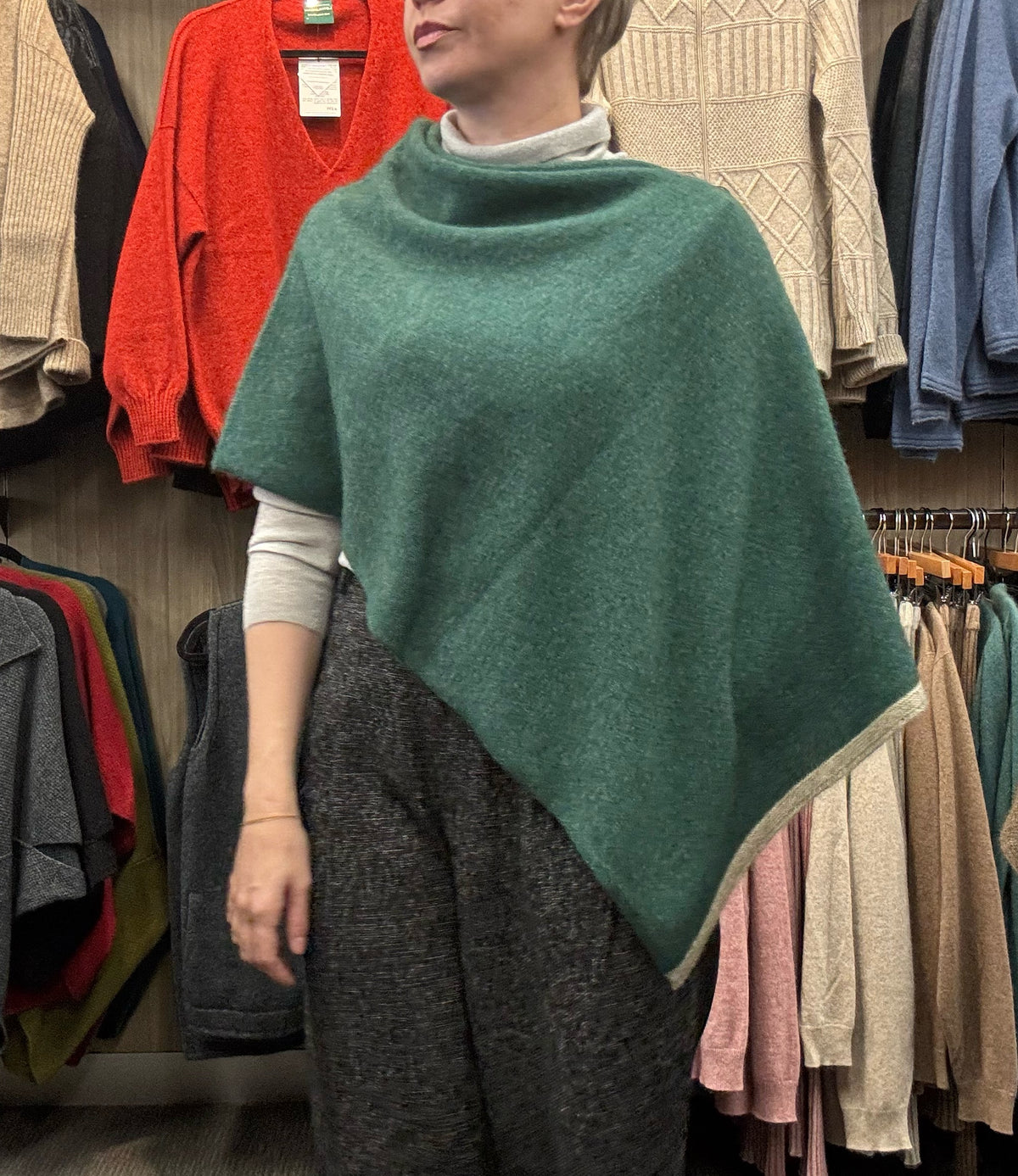 Merinomink - ‘Two Tone’ New Zealand Possum Merino Silk Poncho - Various Colours
