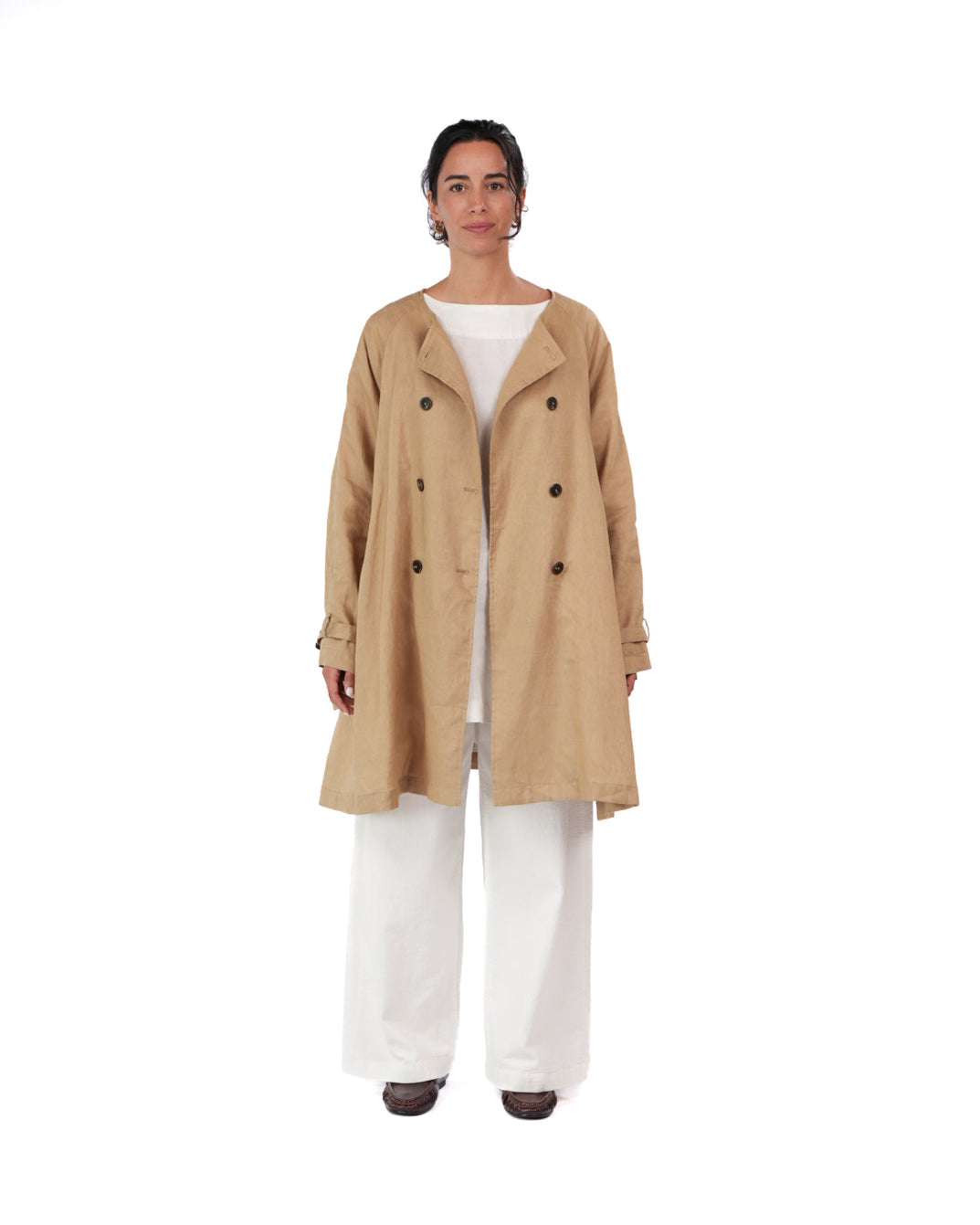 Montaigne - Berg - French Linen Collarless Peacoat