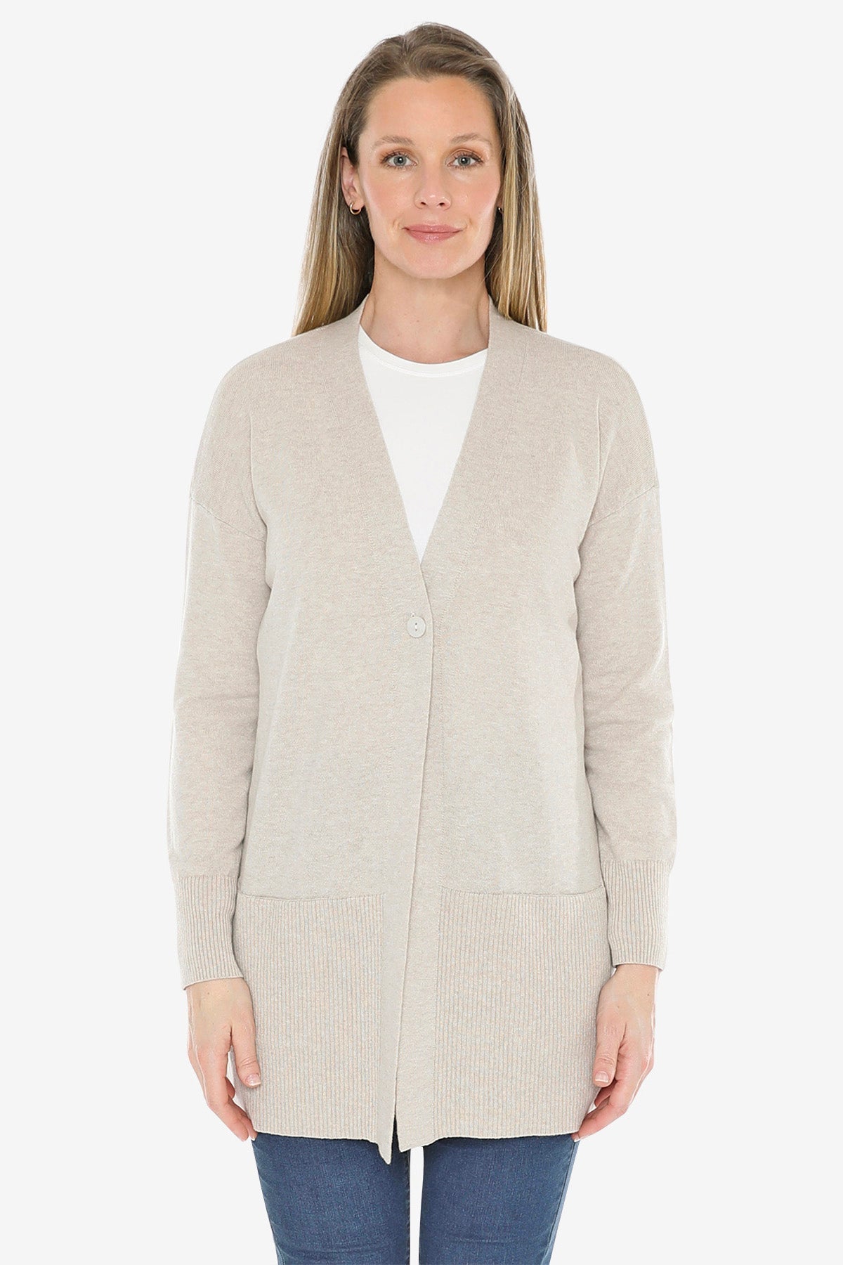 JUMP Clothing Longline Cardigan -Stone Marl - LAST ONE - Size XXL