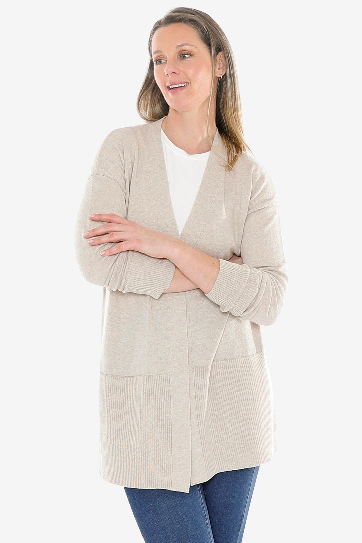 JUMP Clothing Longline Cardigan -Stone Marl - LAST ONE - Size XXL