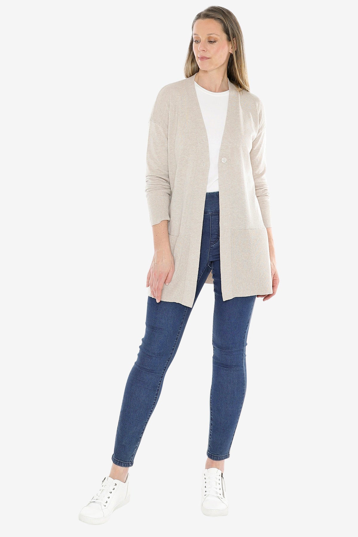 JUMP Clothing Longline Cardigan -Stone Marl - LAST ONE - Size XXL