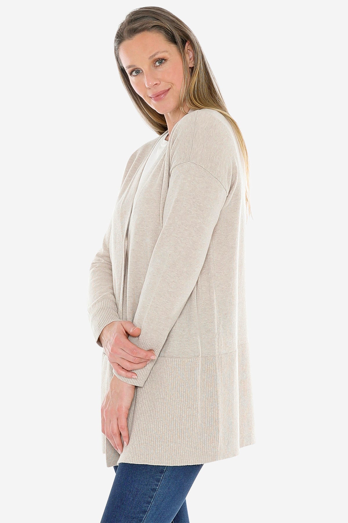 JUMP Clothing Longline Cardigan -Stone Marl - LAST ONE - Size XXL