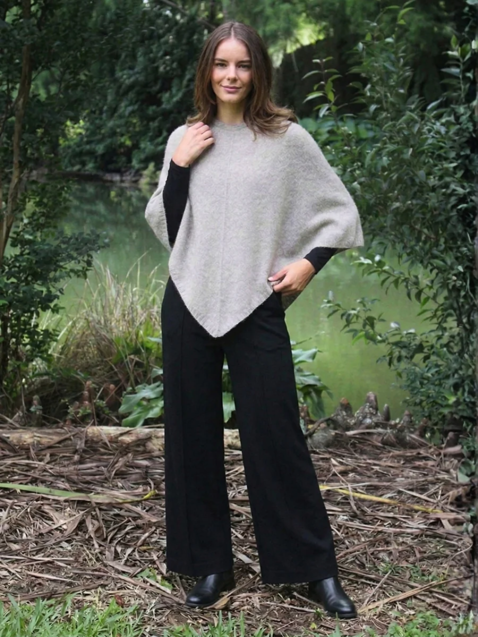 Lothlorian New Zealand Possum & Merino Plain Poncho - Various Colours