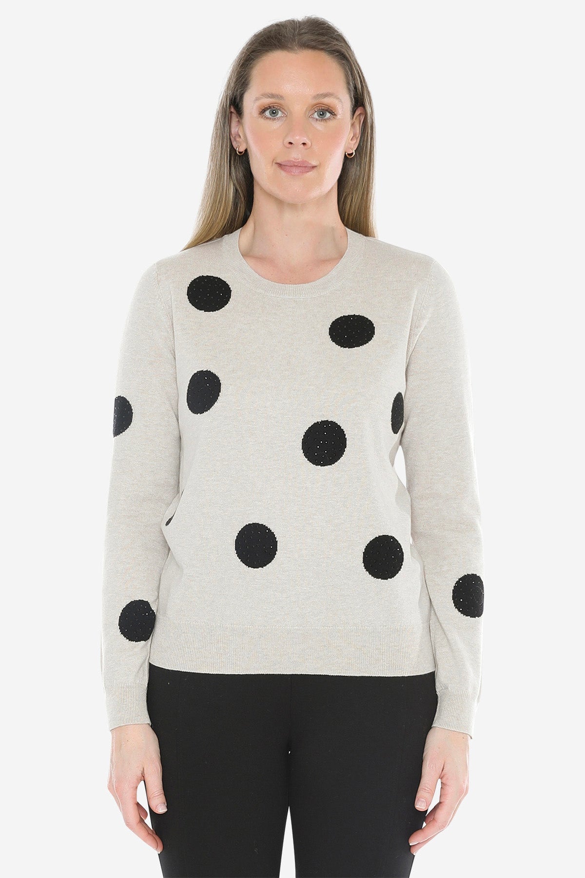JUMP Clothing Diamanté Spot Pullover - Stone Marl